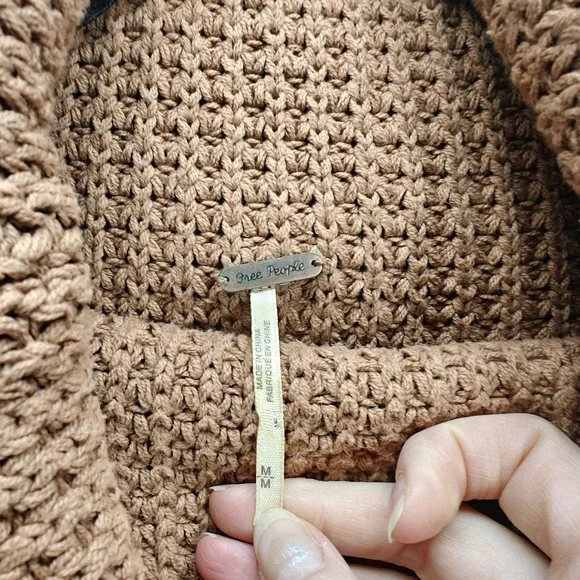 Free People Womens Medium Sweater Burnt Orange Oversized Cowl Neck Chunky Knit - Picture 4 of 7